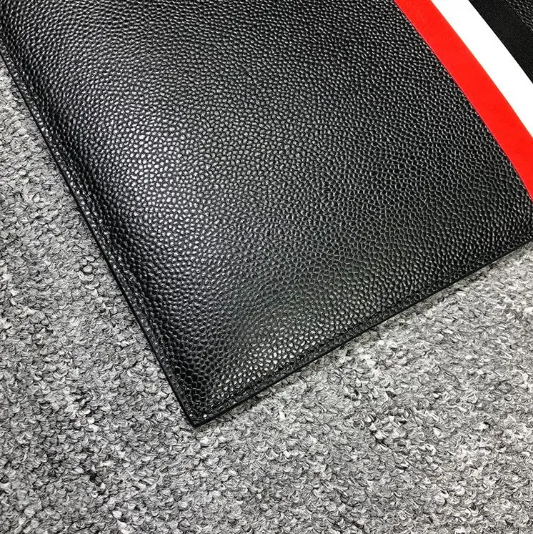 

2021 Fashion TB Brand Briefcase Genuine Messenger Striped Cow Leather Black Casual Envelope Bag Men Women Hand Bags