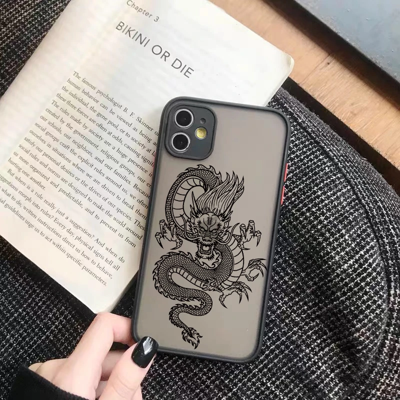 

Fashion Animal Pattern Dragon Phone Case For iPhone 12 11 Pro XS MAX X XR SE20 7 8 6Plus Hard Transparent PC Cover Matte Bag