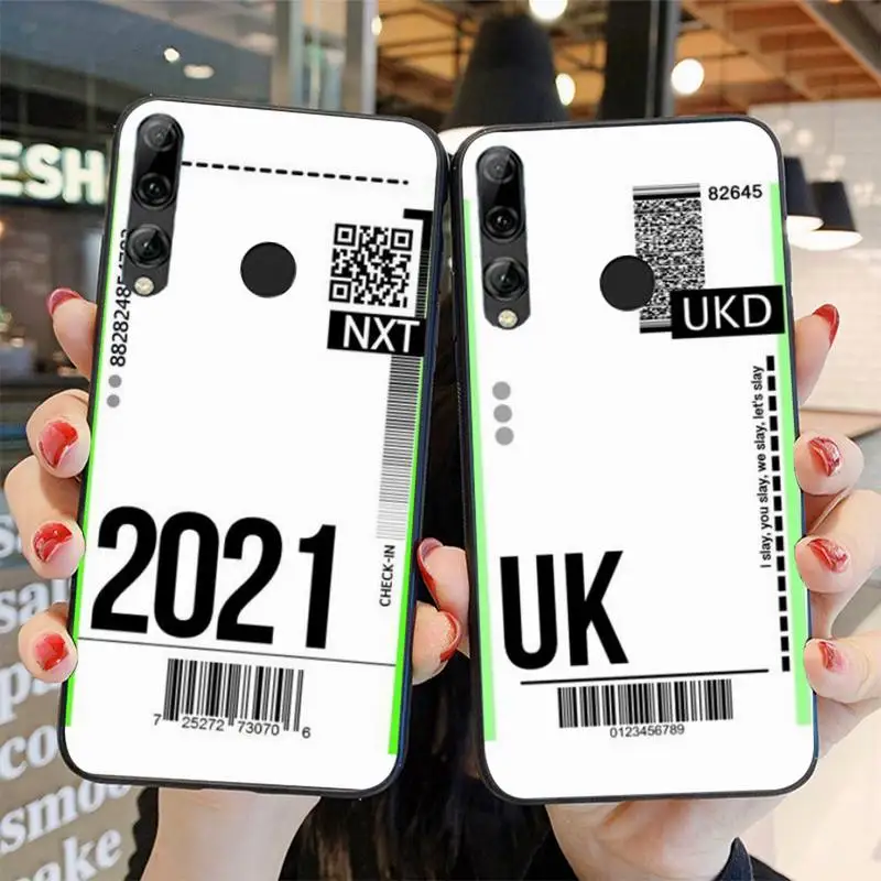 

Air Ticket USA City London Paris Tokyo Label World Phone Case For Huawei Honor 8X 9 10 20 Lite 7A 7C 10i 9X Play 8C 9XPro