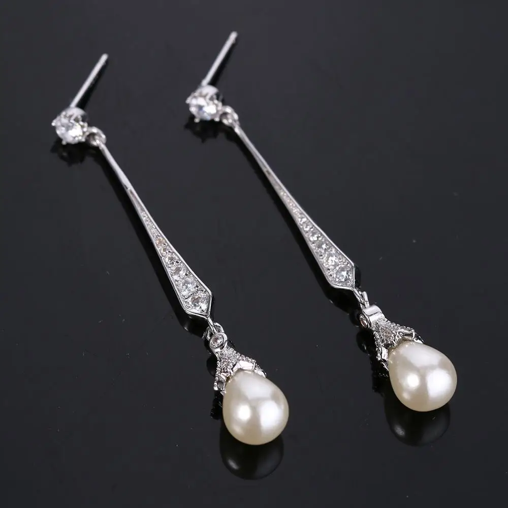 Длинные женские серьги с жемчугом из меди и фианита|long dangle earrings|dangle earringsfashion earrings |