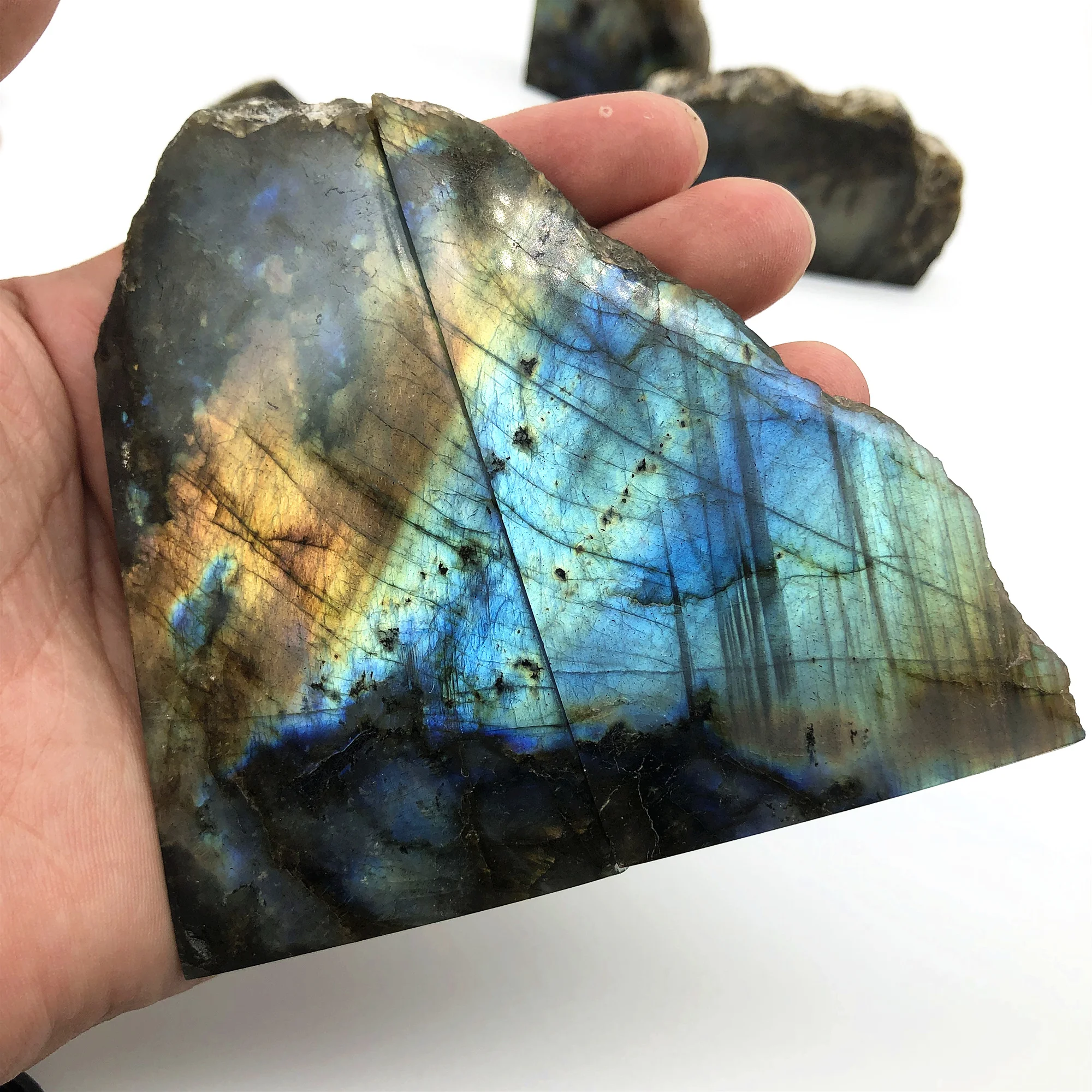 Натуральный Лабрадорит полуполировка Хрустальный лунный камень вспышка пол