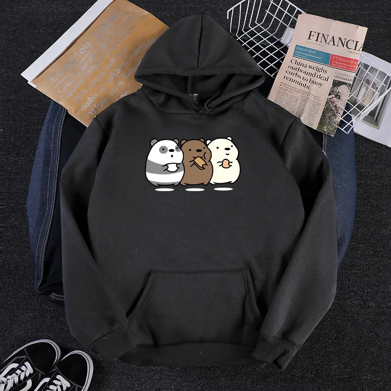 

2021 spring and autumn plus three chowhound, bear print, jacket, sweater, new lazy wind couple and Hoodie
