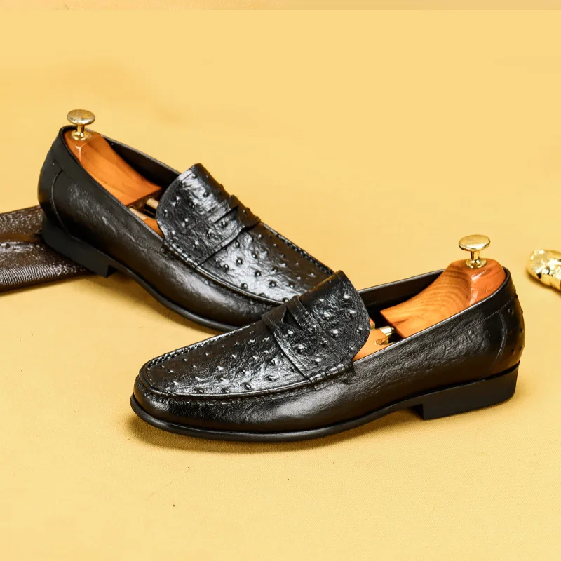 Great2020 мягкая повседневная мужская обувь из натуральной кожи с принтом страуса |