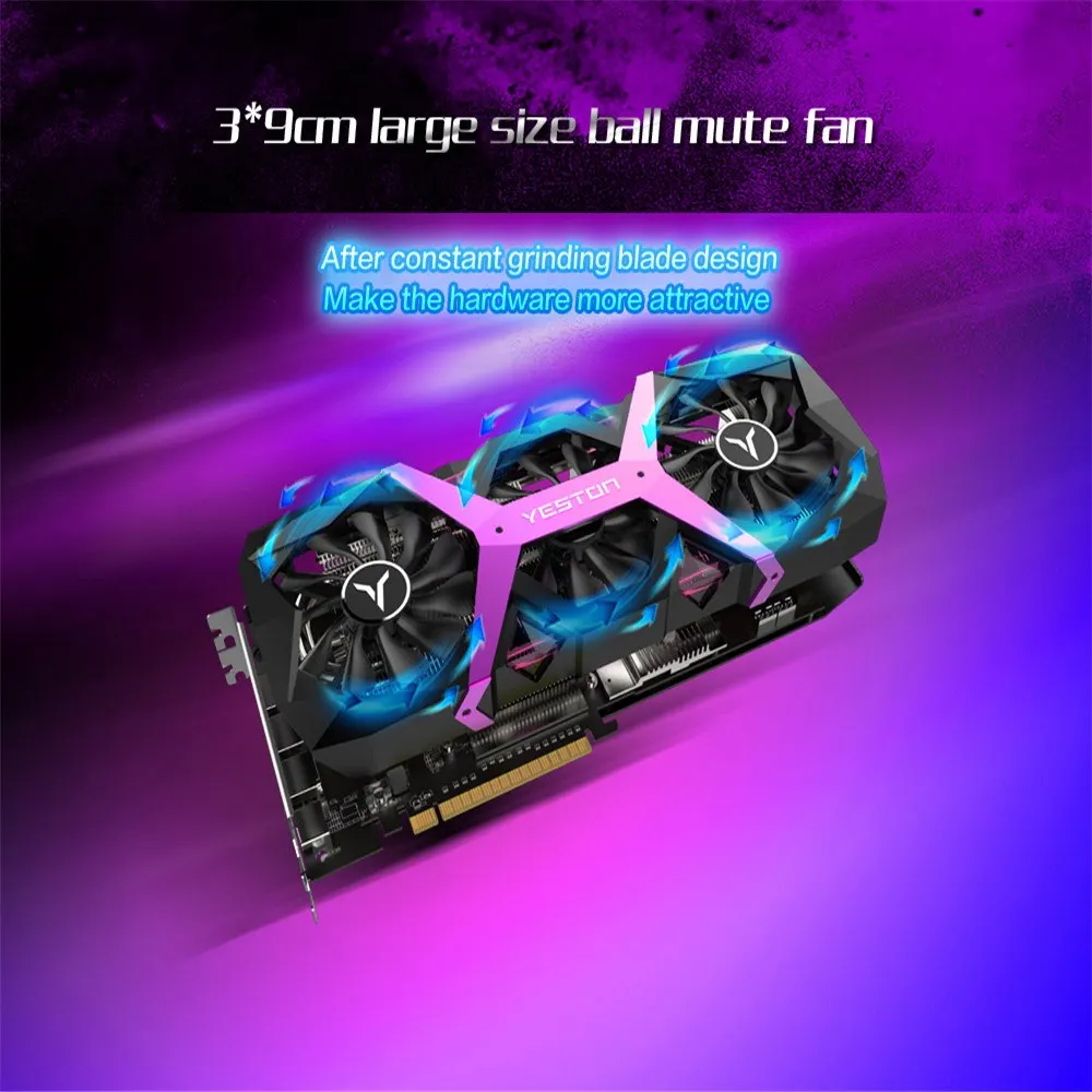 Yeston Radeon RX 590 8 ГБ GDDR5 256bit игровой настольный компьютер ПК видеокарты Поддержка DVI/HDMI PCI-E X16 3,0