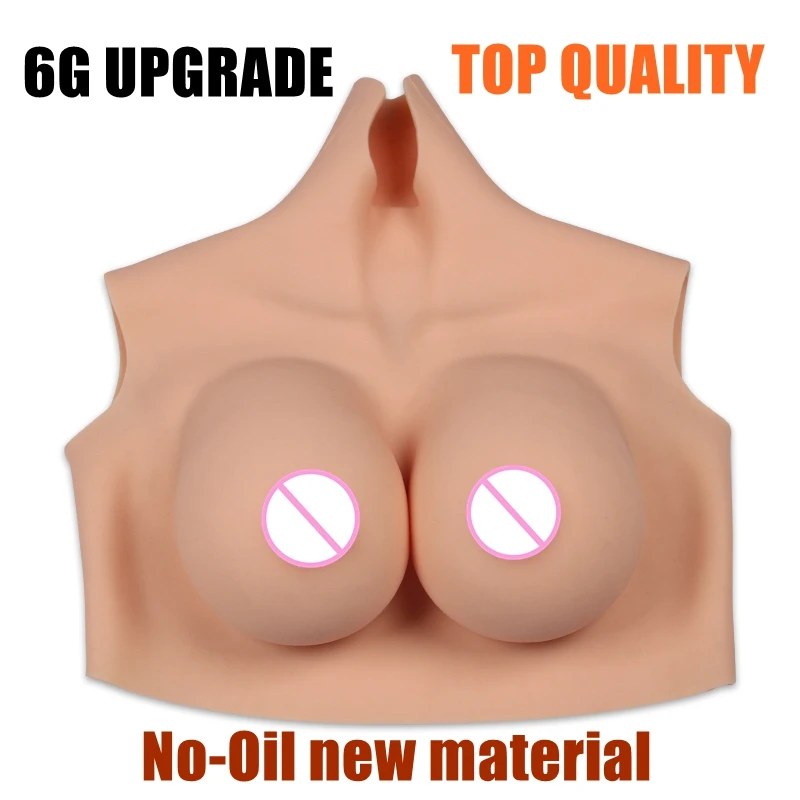 

Upgrade 6G New High Collar Neck Fake Artificial Boob Realistic Silicone Breast Forms Crossdresser Shemale Transgender