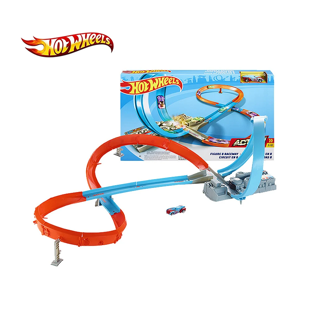 

Hot Wheels Track 8 Raceway литая машина, супер трюки, маневренный трек, спин, гоночный игровой набор, детская игрушка, подарок на день рождения и Рождест...