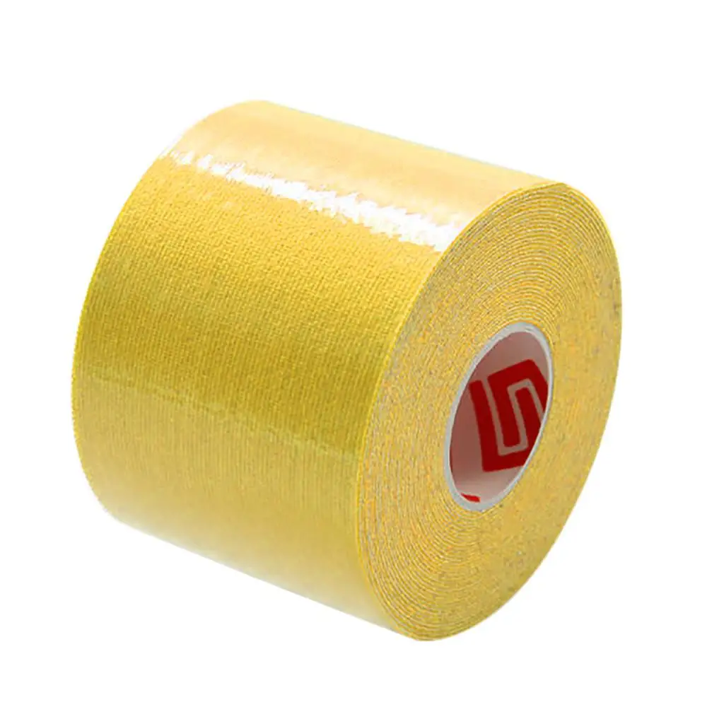 1 Roll Elastic Kinesiology Sports Tape Muscle Pain Care Therapeutic Multicolored muscle stickers cotton tape hypoallergenic F1 - Color: YE