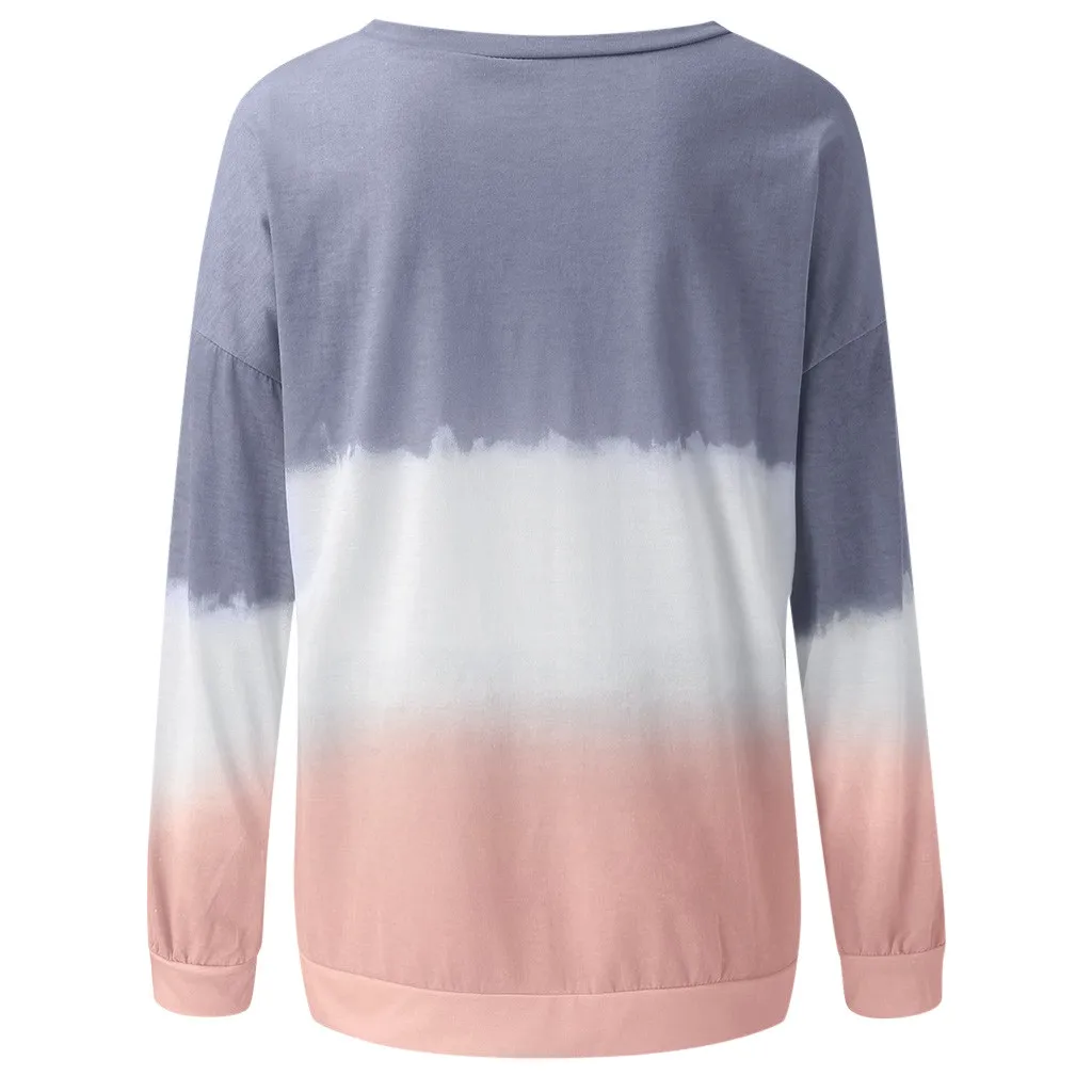 

Women Plus Size Tie-Dye Printed Gradient Pullover Long Sleeve Sweatshirt Loose Top Fashion Streetwear Sweatshirt