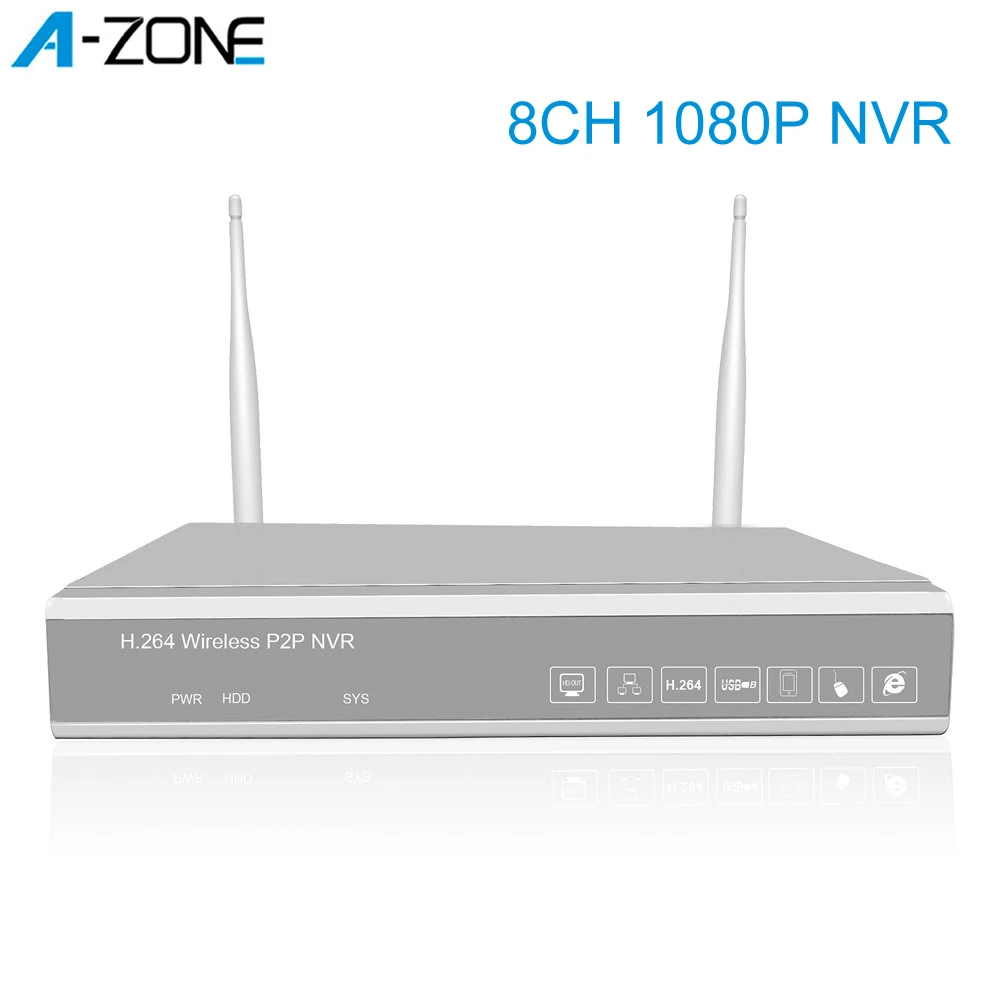 A ZONE 8CH 1080P NVR для Wifi CCTV видеонаблюдения видео системы H.264 2.0MP сетевой