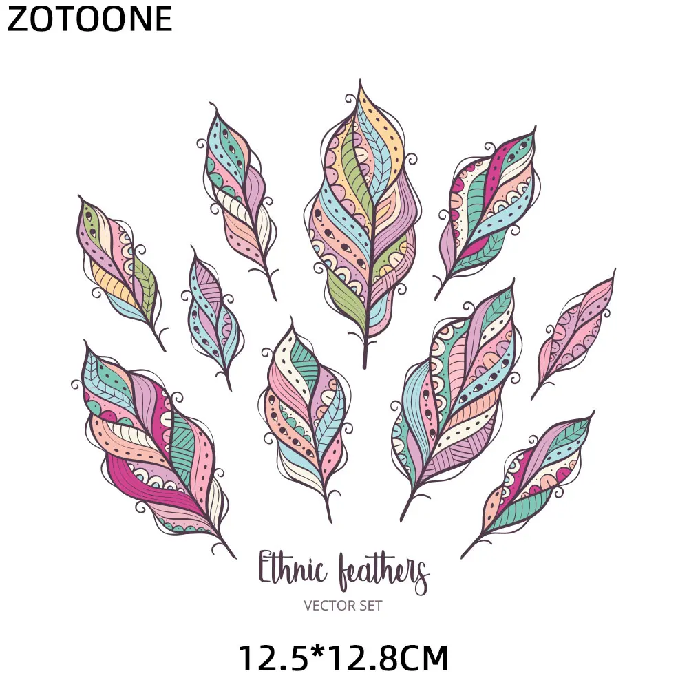 ZOTOONE красочные перья страуса патчи для костюмы Утюг на наклейки Ловца снов детей