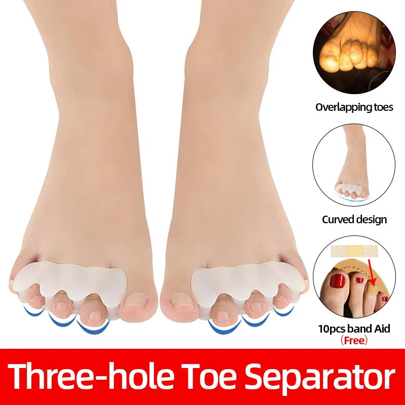 

1Pair Split Toe Orthosis Three Hole Breathable Toe Corrector Relief Hallux Valgus Bunions Separator Pain Thumb Sleeve