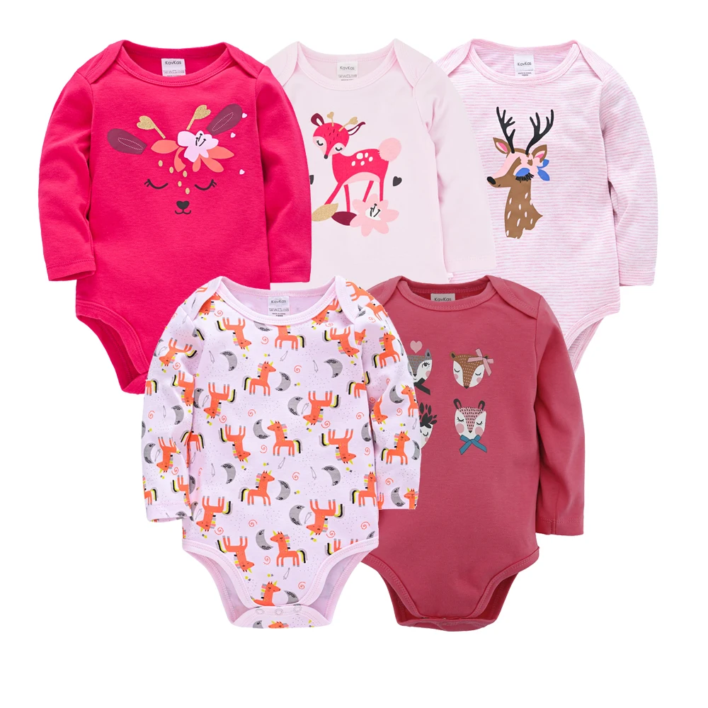 

Kavkas Unisex Baby Bodysuit Long Sleeve 3 5 pcs/pack 100% cotton Long Sleeve Newborn Clothes Infant 0-12 months Jumpsuit Overall