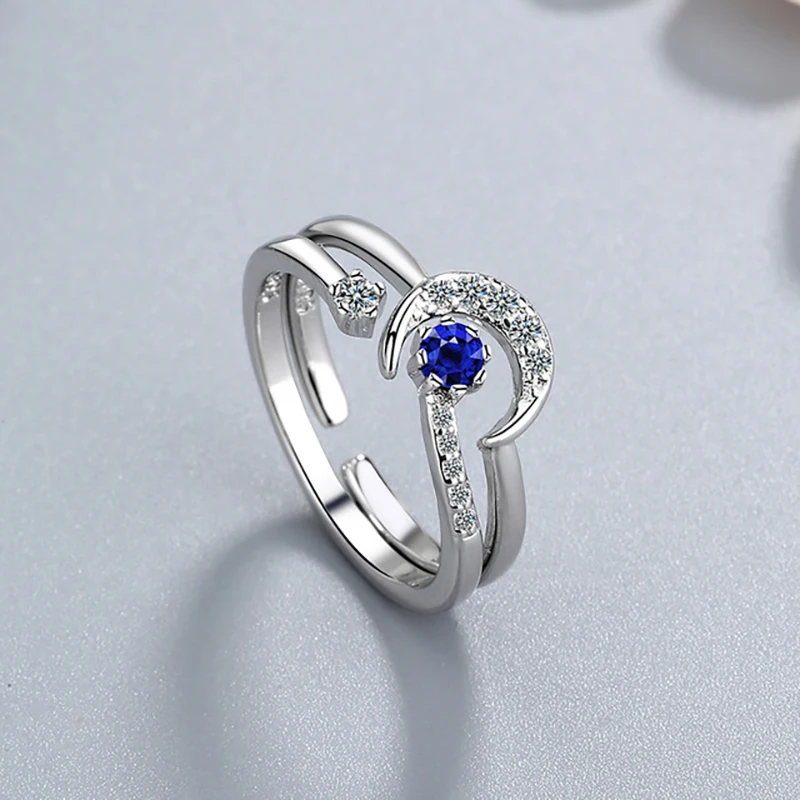 

Star and moon finger ring women's Ins tide open ring women's fashion two in one ring cool wind tail ring adjustable 014