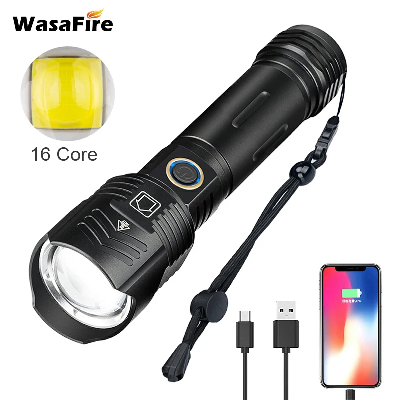 

XHP100 16-CORE High Quality Led Flashlight USB Rechargeable Powerbank 26650 Battery Torch Zoomable Aluminum Alloy Lantern