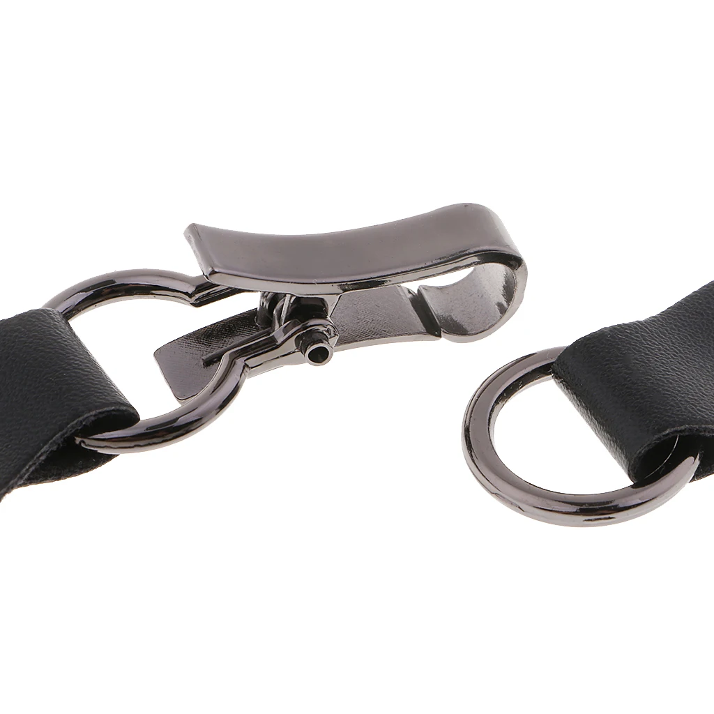 

2 Sets Black Leather Buckle Buttons Silver Metal Hook Clothing Handbag Handmade Craft Decor DIY Fasteners