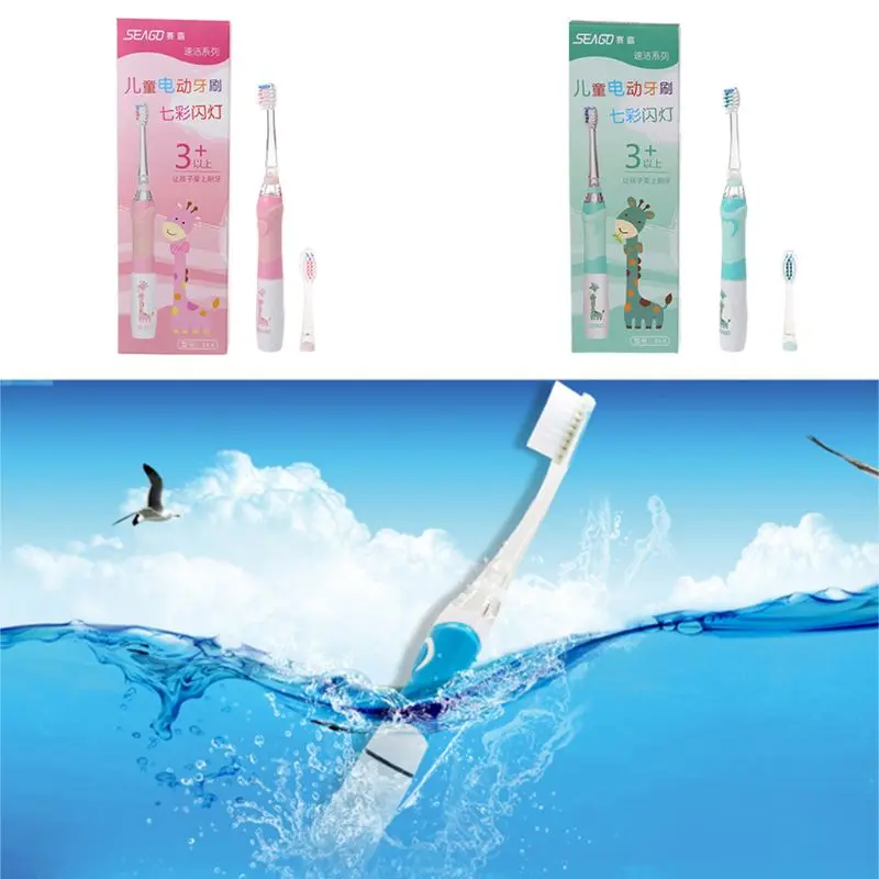 

Electric Toothbrush Children Cartoon Pattern Colorful Oral Observation LED Waterproof Soft Bristles Massage Teeth Care