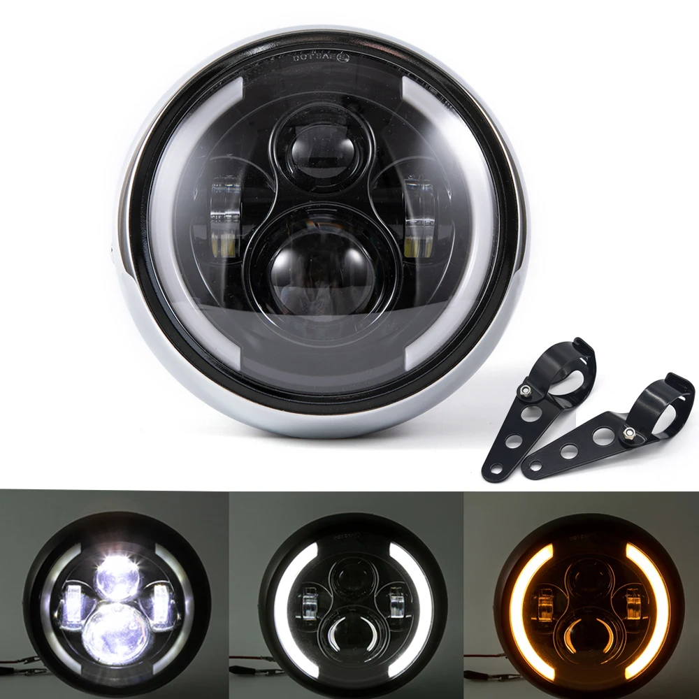 

7.5 Inch Motorcycle LED Headlight E9 Emark Universal Motor Head Lamp Headlamp for Cafe Racer Bobber For Honda GS125 CG125