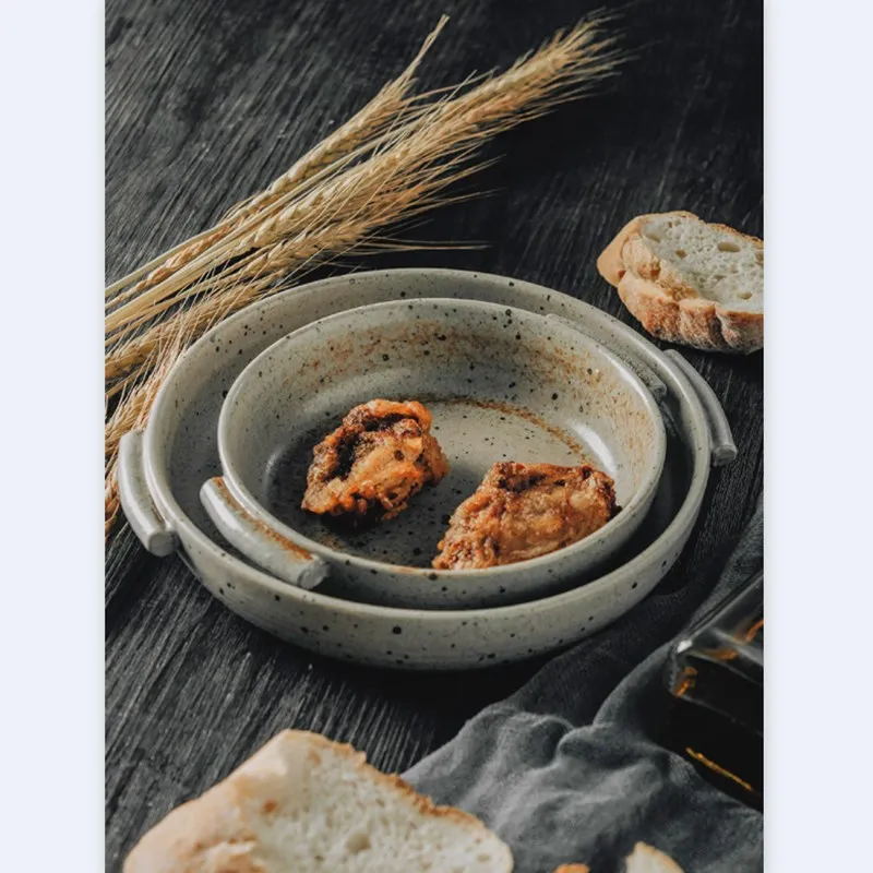 Керамические тарелки в японском стиле тарелка с двумя ушками для еды