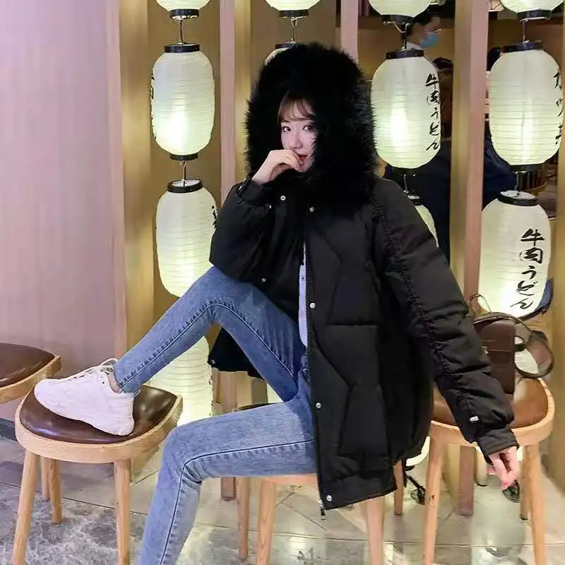 

Down padded jacket 2020 women's clothes winter mid-length solid color hooded zipper loose fashion women