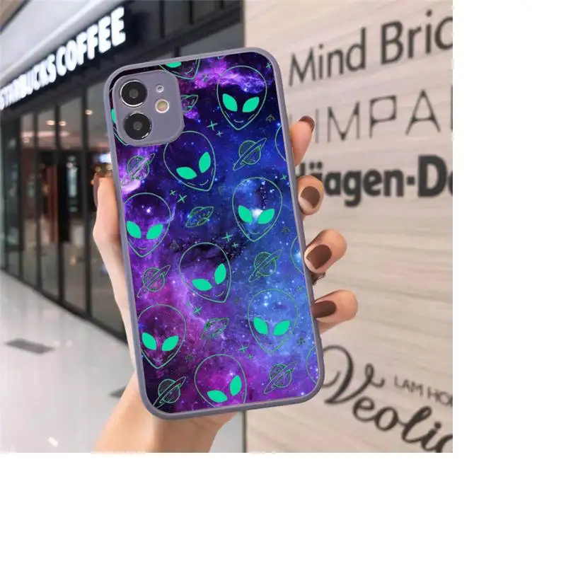 

Space star alien Phone Case matte transparent For gray iPhone 7 8 x xs xr 11 12 pro plus max mini Funda Clear