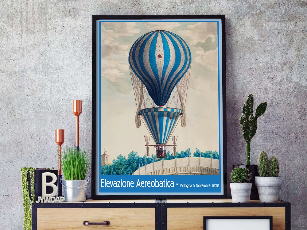 Картина на холсте с воздушным шаром и розовым небом |