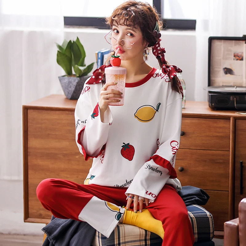 Рождественский Женский пижамный комплект для взрослых Новинка осени 2019 Удобный