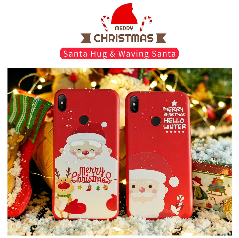 Новогоднее украшение чехол с принтом "Санта Клаус" для спортивной камеры Xiao mi Red mi Примечание 7 5 Чехол Рождественский подарок для Xiaomi mi A1 A2 Lite mi 8-9(США); красные mi 5 Plus