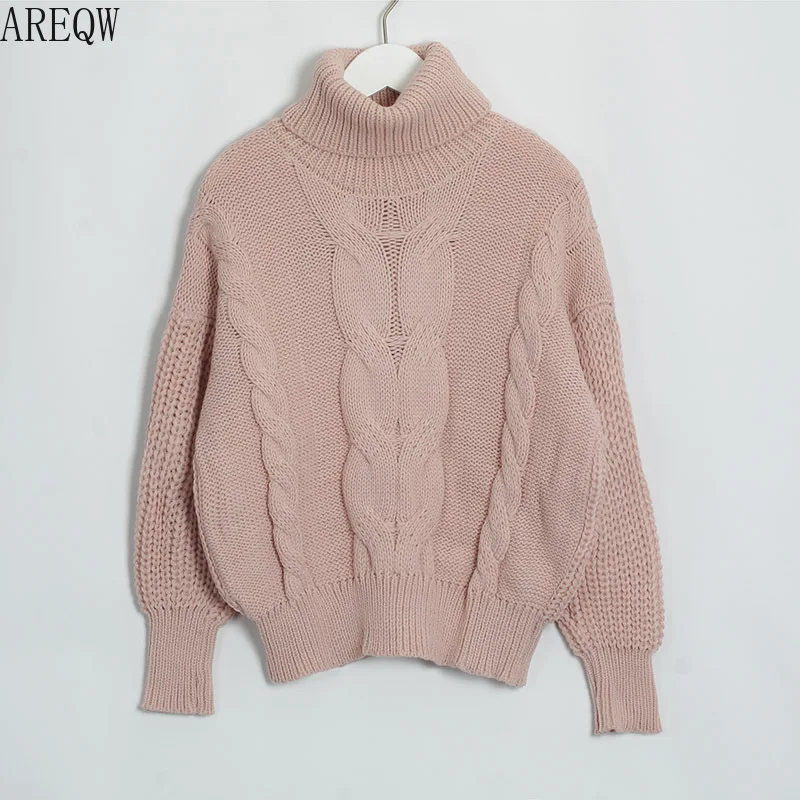Thicken Pullover Sweater Twisted Turtleneck Knitted Jumper Autumn Winter Warm Knit Pullovers Oversize Woman Korean Tops | Женская одежда