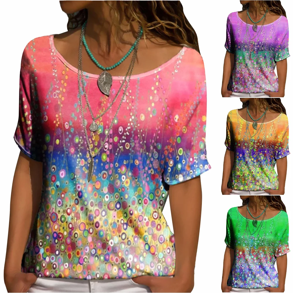 

Loose T Shirt Women 2021 Summer Fashion Clothing O Neck Short Sleeve Print T Shirt Female Casual Tees Tops Women