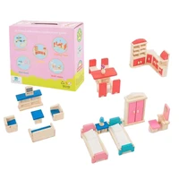 1set girls toy gift for toddler dollhouse furniture set with model bed sofa closet dining table interactive play house