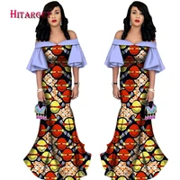 hitarget 2020 autumn african dresses for women dashiki ankara traditional clothing batik wax off the shoulder maxi dress wy2260
