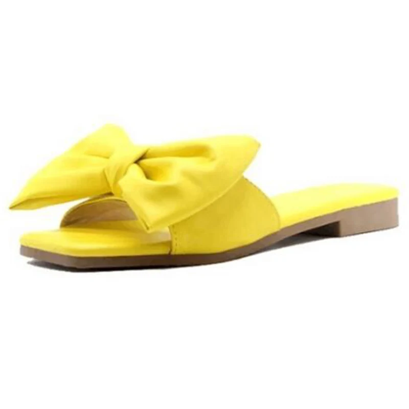 

COVOYYAR Flat Woman Slippers Bow Peep Toe Beach Summer Shoes Woman Candy Color Female Slides Causal Shoes Plus Size 43 WSL178