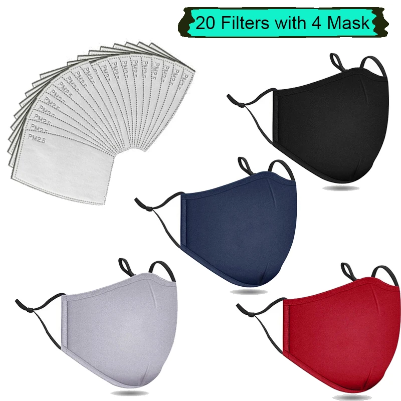 20 шт фильтры модные Моющиеся Многоразовые маски против загрязнения PM2.5 Рот