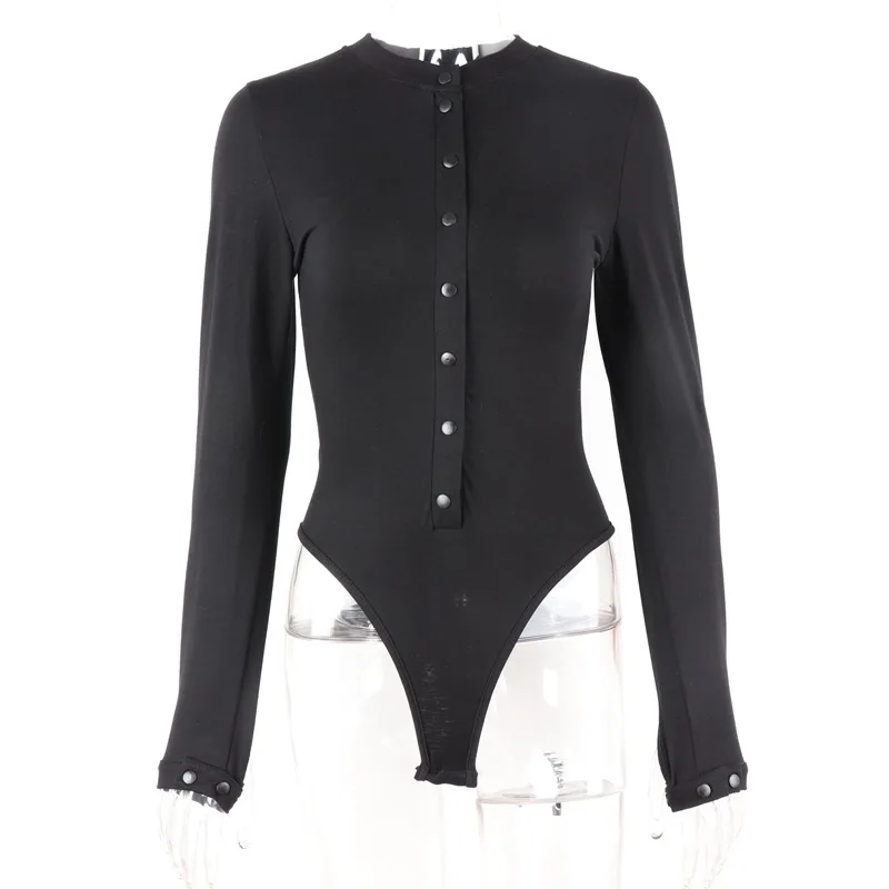 Valadenims new autumn and winter button sexy for women bodysuit long sleeve skinny Siamese clothes