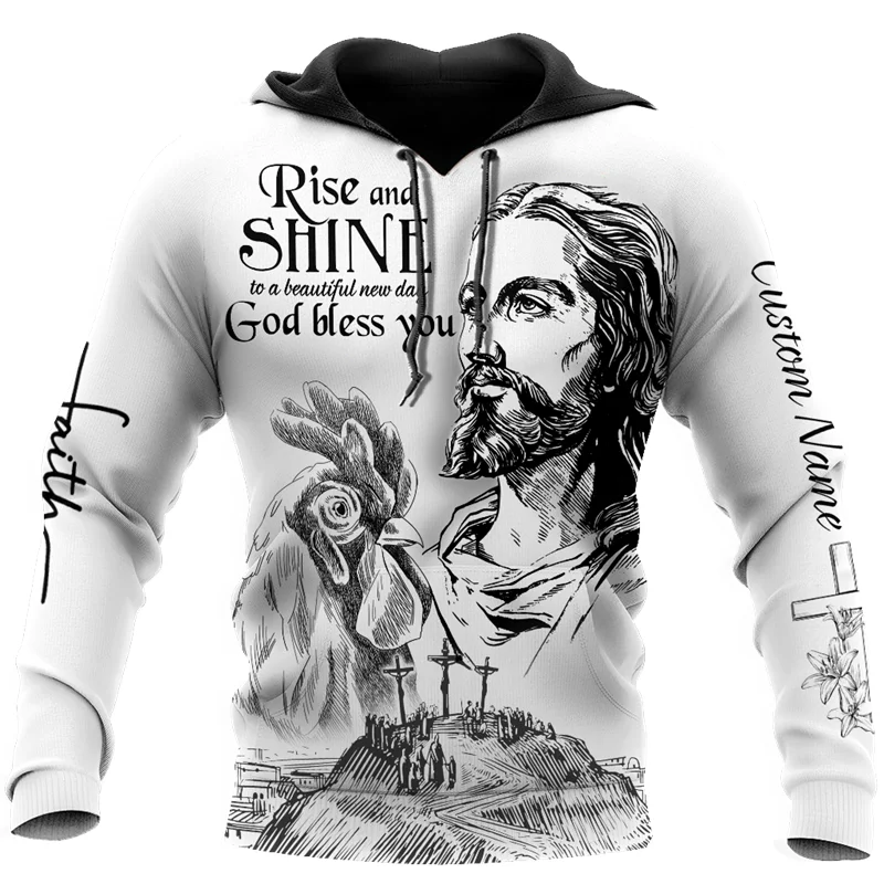 

The most fashionable 3D printed Christ Jesus and rooster Sweatshirt / casual zipper Hoodie / street hip hop Harajuku Hoodie