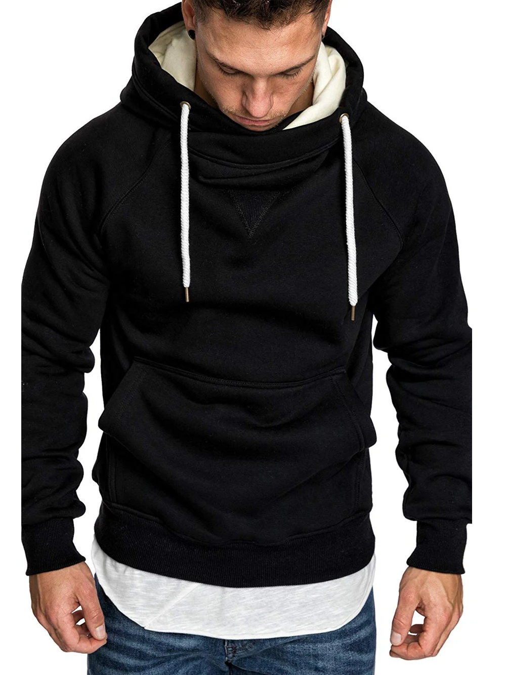 

Sudaderas con capucha para hombre, ropa informal estilo Hip Hop de manga larga, Sudadera con capucha, chándal, Color sólido, pr