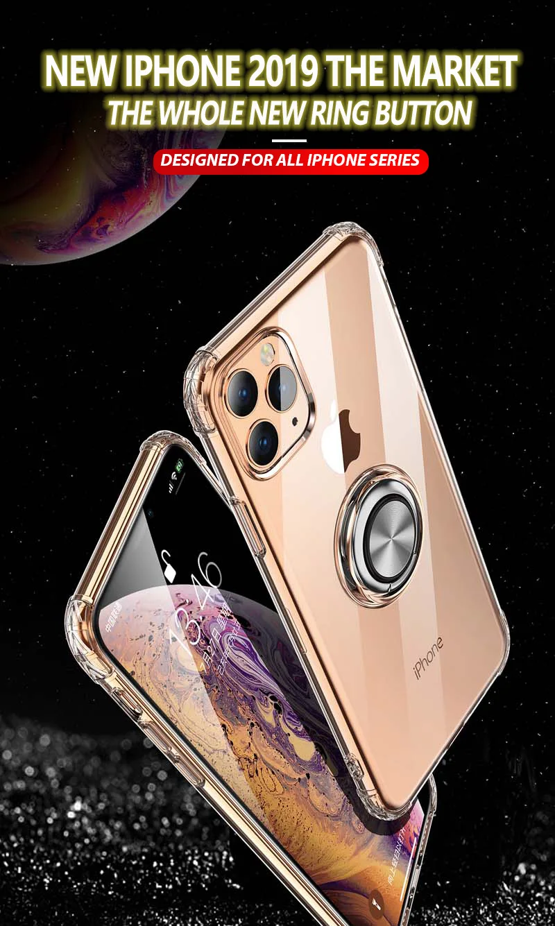 XSDTS Прозрачный 3D противоударный чехол для iPhone 11 Pro XS Max X XR 8 7 6 6S Plus держатель с магнитным креплением автомобильная подставка для стенда чехол Капа