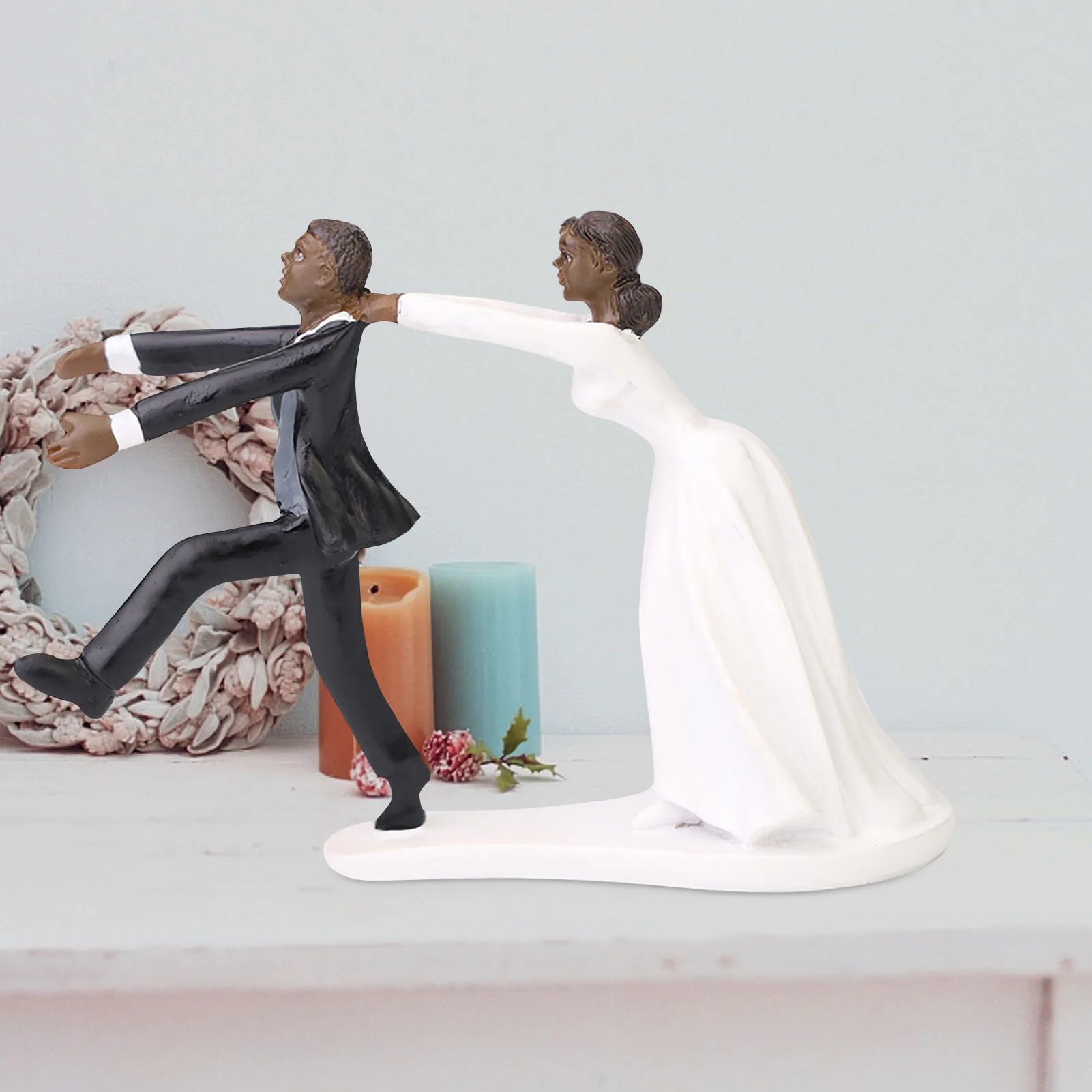 

Funny Wedding Cake Topper Resin Figurine Romantic Groom & Bride Wedding Cake Decoration Valentine's Day Engagement Home Decor