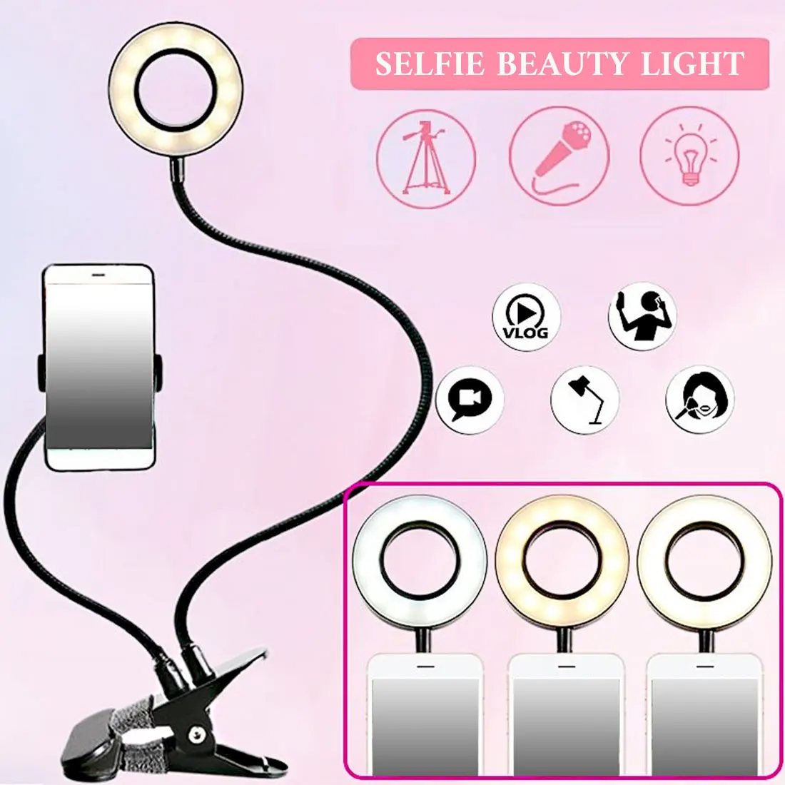 

Selfie ring light with stand dimmable LED ring light with phone holder YouTube Vlog, makeup, video shooting, live streaming