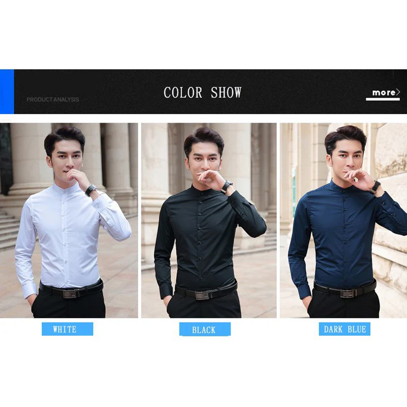 browon brand 2021 new men shirts business long sleeve stand collar cotton male shirt slim fit popular designs mens fahion free global shipping