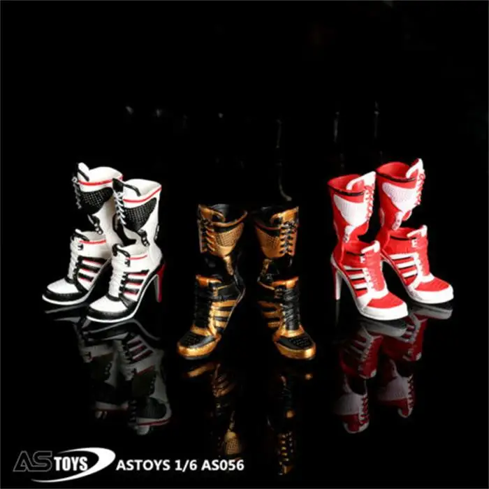 1/6 женский солдат AS056 Трехцветная на высоких каблуках трендовые сапоги