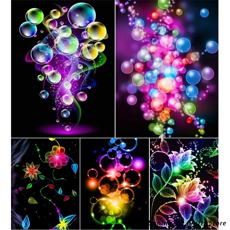 

5D Diy Diamond Painting Colorful Bubble Flower Embroidery Full Round Square Drill Cross Stitch Kits Mosaic Pictures Home Decor