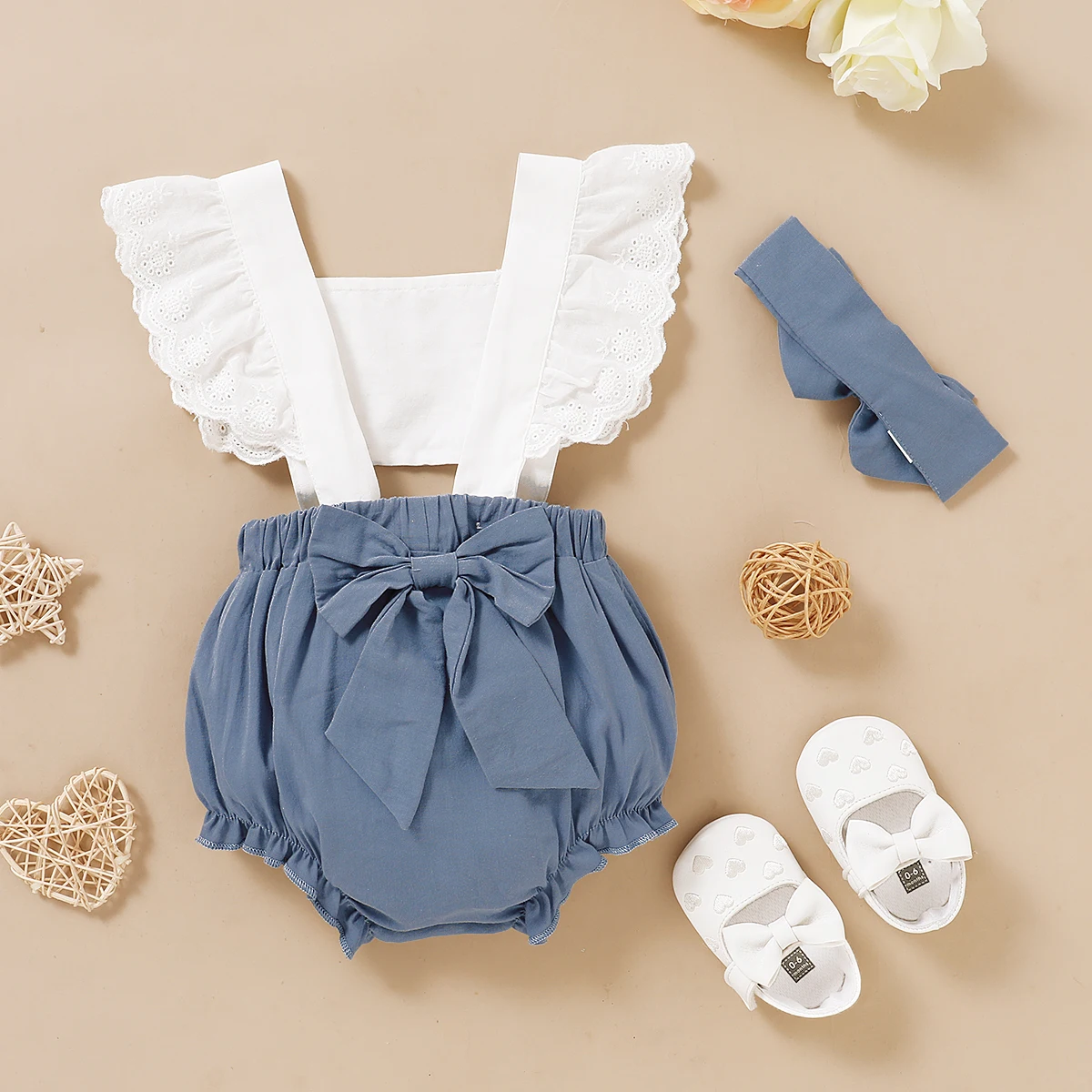 2 шт. детский летний комбинезон с оборками и повязкой на голову | Мать ребенок