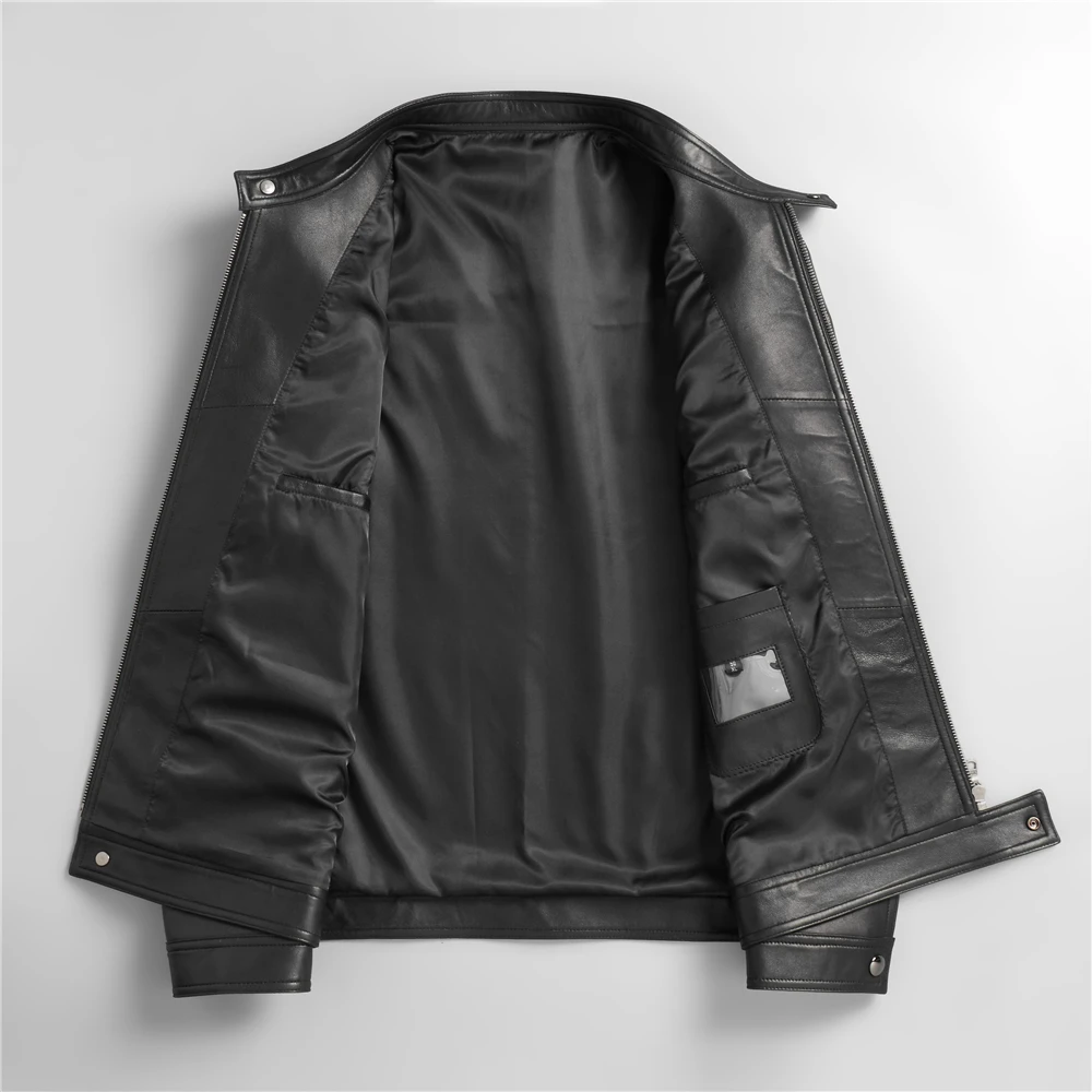 Мужская Короткая кожаная куртка коричневая Повседневная Формальная из