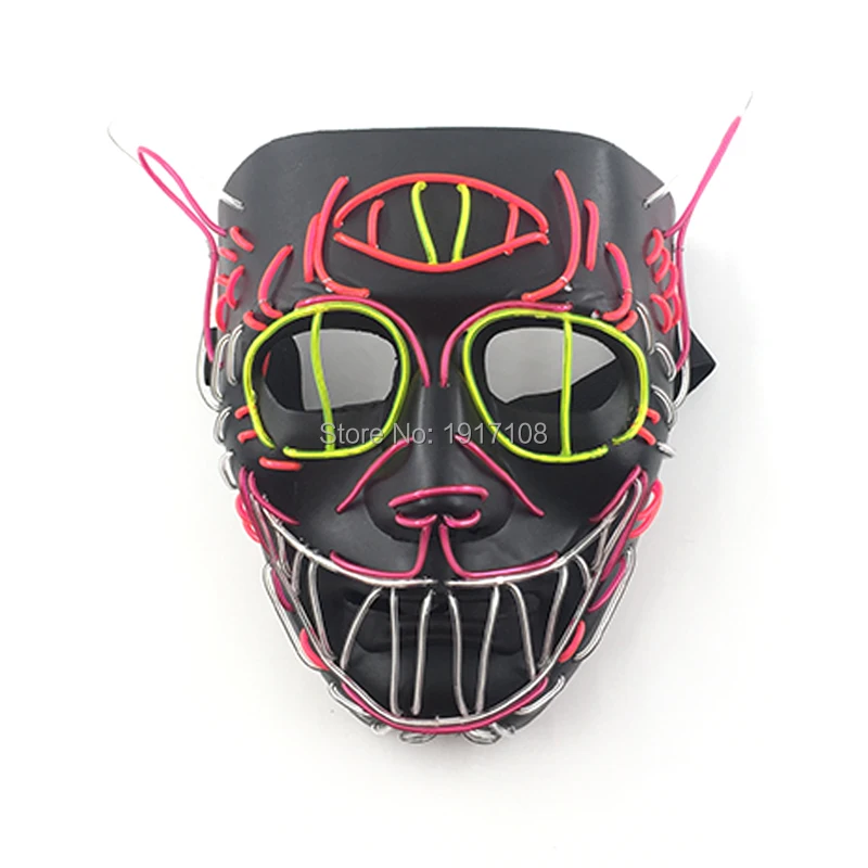 Новый Тип EL провода страшно маска Забавные Животные кошка обезьяна светодиодный