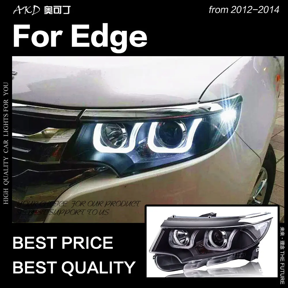 AKD автостайлинг для Ford Edge фары 2012 2014 светодиодный ные DRL Hid передняя лампа Angel Eye Bi