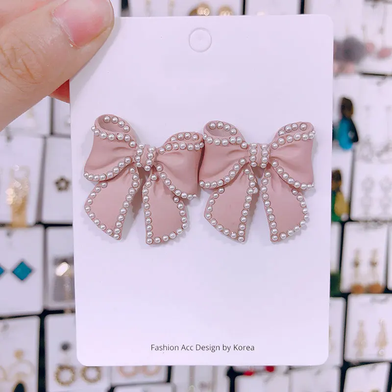 Корейские женские серьги Wweet с бантиком темпераментные жемчугом простые дикие