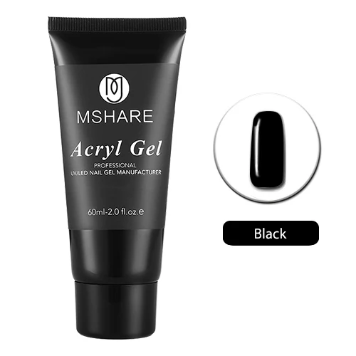 black MSHARE, 60 мл, полигелевые наконечники для наращивания, Кристальные гелевые ногти, прозрачный Французский маникюрный набор, УФ наращивание ногтей, новинка - Цвет: black