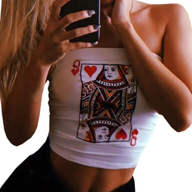 Винтажный облегающий топ в стиле покера Дамский бюстгальтер без бретелек