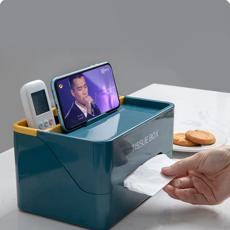 

Tissue Storage Box Napkin Holder Desktop Organizer Remote Control Holder Multifunctional Desktop Organizer Box For Bathroom Home